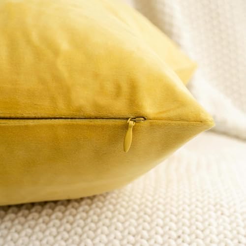 Jiiberl Velvet Throw Pillow Covers 18x18, Orange Set of 4