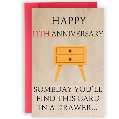 Funny 11th Anniversary Card for Him/Her - Premium Design
