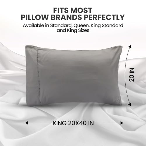 Utopia Bedding King Size Pillow Cases - 12 Pack, Soft Grey Microfiber Covers