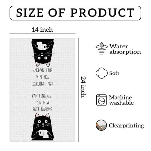 Humorous Toilet Cat Hand Towels - Funny Cat Kitchen Bathroom Decor Gift for Women