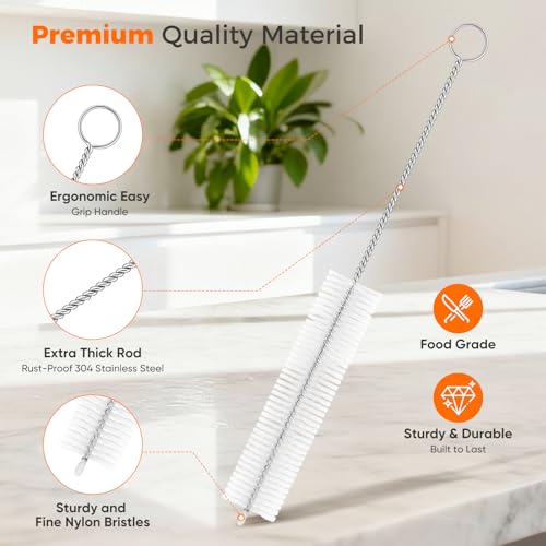 10-Pack Straw Cleaner Brush Set - 8.7-Inch for Metal Straws & Sippy Cups