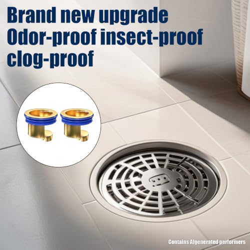 2 Pack Brass Floor Drain Backflow Preventer and Odor Stopper Valve