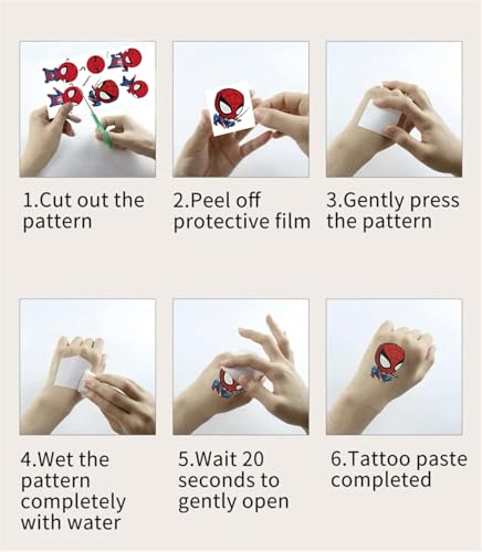 Spider-Man Temporary Tattoos 10 Sheets Kids Superhero Body Art Stickers