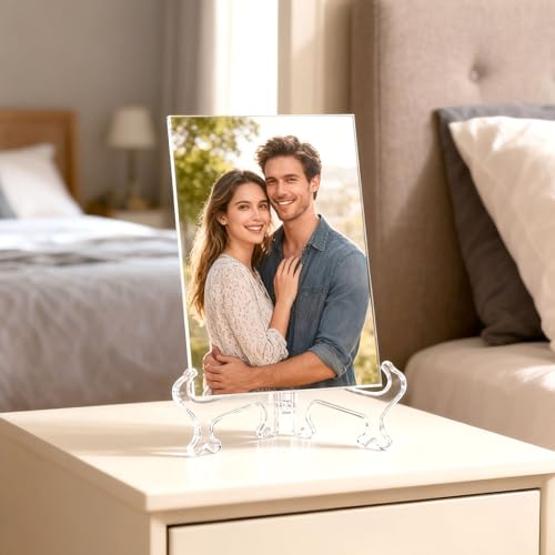 2 Pcs 10-Inch Clear Plastic Plate and Photo Display Stands - Wahijihe