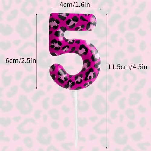 Pink Leopard Number 2 Birthday Candle - Animal Theme Decor