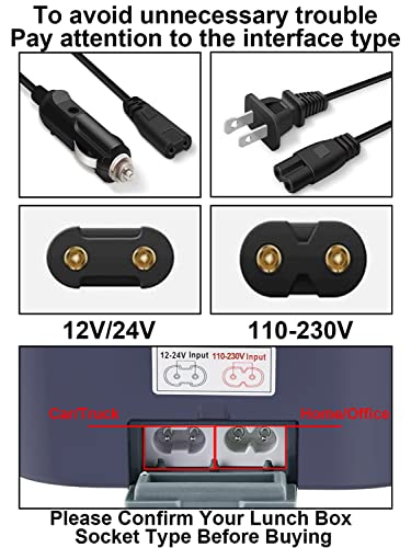 Buddew Electric Lunch Box Power Cord Set - 12V/24V Car & 110V-230V Wall