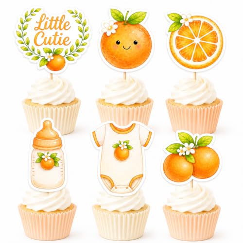 ALISSAR 36 Pcs Baby Shower Cupcake Toppers - Little Cutie Theme