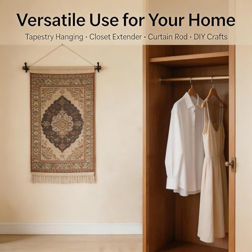 Whimamore Solid Wood Dowel Rods for Closet & Tapestry Hanging, 4-Piece Set