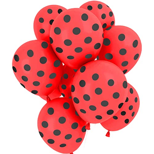 Biodegradable Black Polka Dot Latex Balloons - 11-Inch, 12-Pack