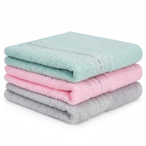 Premium 100% Cotton Wash Cloths - 13x13 Inch, 3 Pack, Soft & Absorbent