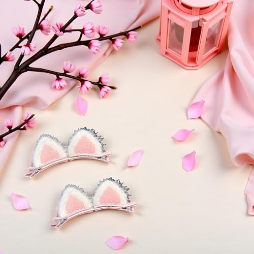 Pink Cat Ear Duckbill Hair Clips - 2Pcs Korean Style Cute Hair Barrettes