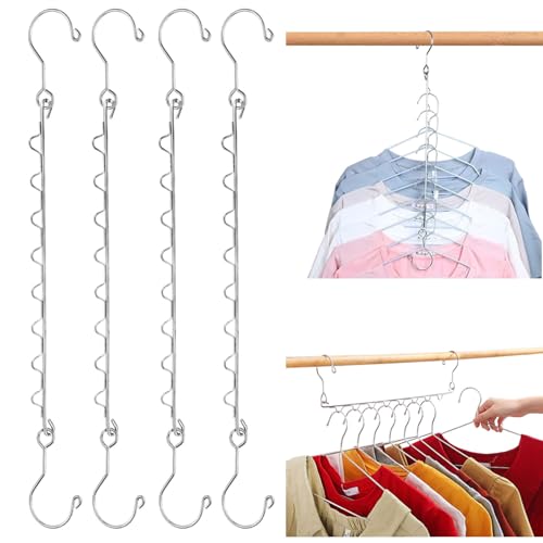 4-Pack Metal Space Saving Hangers for Closet Organization
