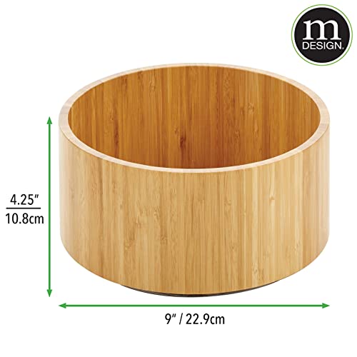 mDesign Lazy Susan Turntable Bamboo Spinner for Kitchen Cabinet, Pantry, Fridge, Cupboards, or Counter, Fully Rotating Organizer for Food, Spices, or Condiments, 9" Round, Echo Collection, Natural/Tan