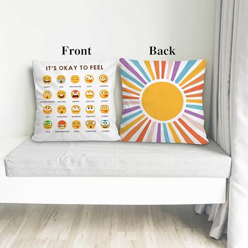 18x18 Inch Boho Sunflower Throw Pillow Cover - Double-Sided Decorative Cushion