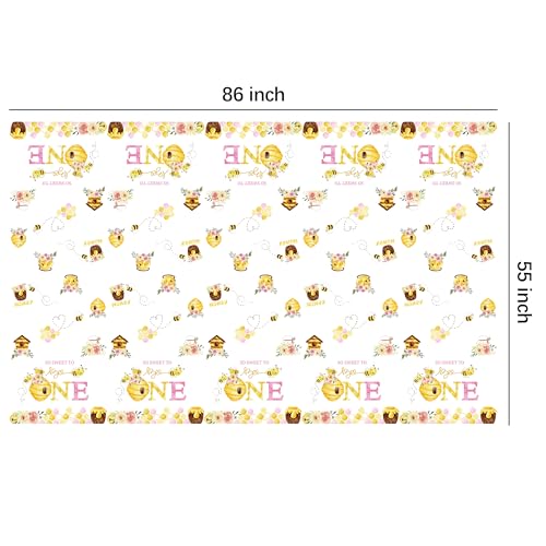 Bee 1st Birthday Party Tablecloth - Pink & Yellow Disposable Covers, 3 Pack