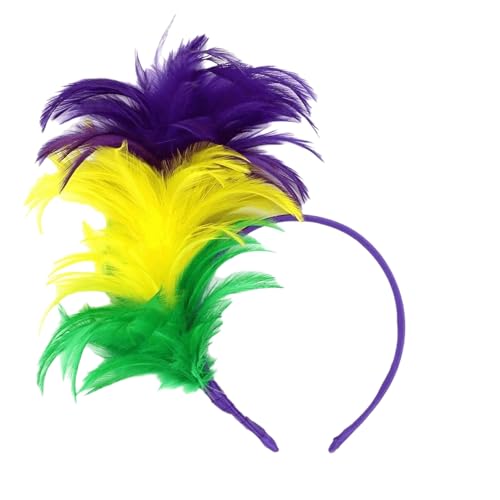 Mardi Gras Feather Headband 1920s Flapper Headpiece Costume Accessory
