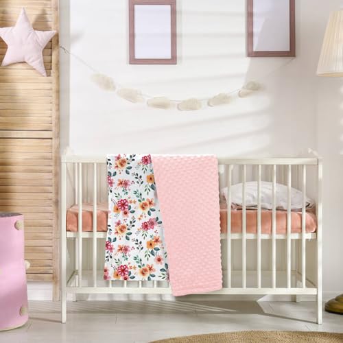 Nialnant Floral Baby Blanket, 30x40 Soft Plush Receiving Blanket for Girls
