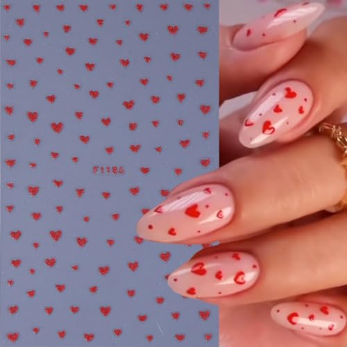 ZOAZJINAZ 6 Sheets 3D Heart Nail Stickers Colorful Decals for DIY Manicure