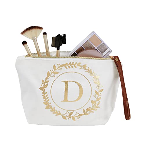 Glamlily Canvas Makeup Bag Initial D Monogram Travel Cosmetic Pouch