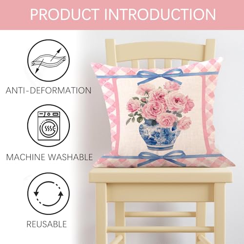 Pink Rose Decorative Throw Pillow Covers - Set of 2, 18x18
