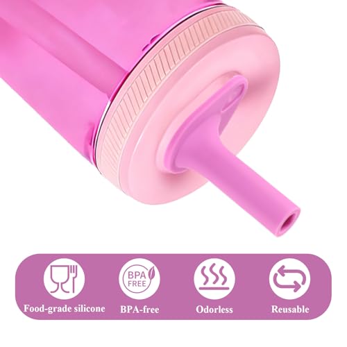 4 PCS Replacement Bite Valve for Zak Designs Kelso 15 oz, Silicone Cup Replacement Parts Reusable Straw for Zak Kids Straw Cups Accessories, Pink