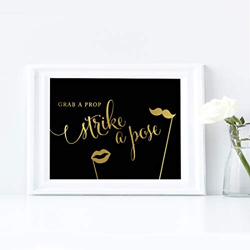 Wedding Photobooth Sign - 8.5x11 Black & Gold Ink - Unframed