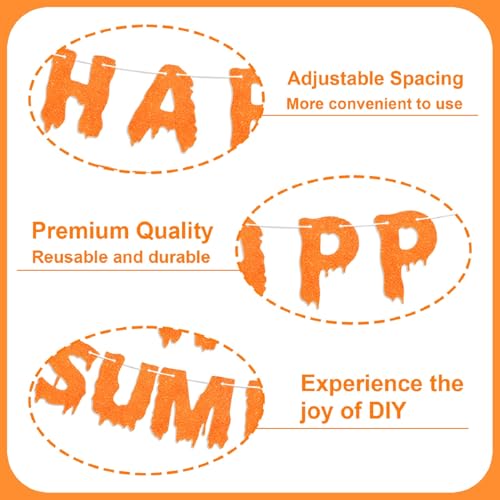 Happy Summerween Banner - Orange Glitter Halloween Party Decor