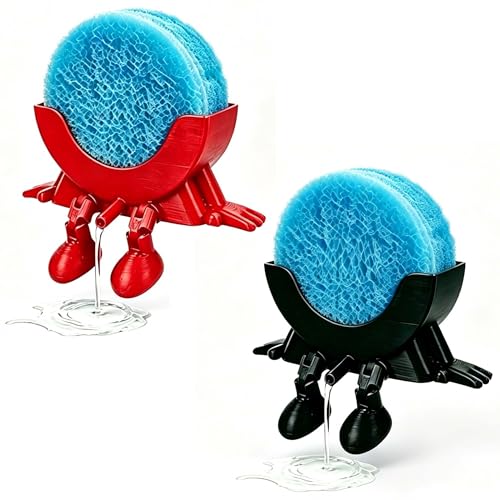 3D Printed Funny Sink Sponge Holder - Self-Draining Kitchen Organizer (Black+Red)