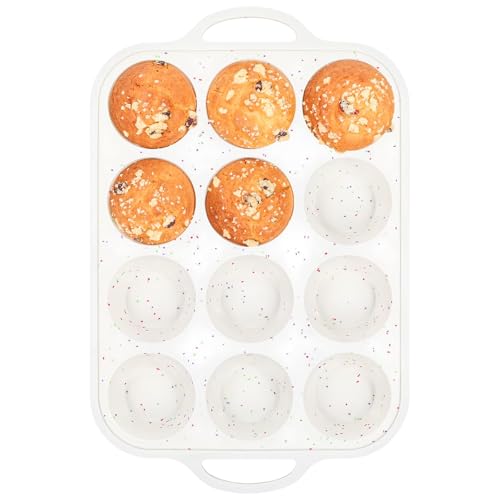 Fimary Silicone Muffin Pan - Nonstick 12-Cup Baking Mold