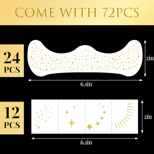 PAPIONE Glitter Freckles Makeup Patches 24PCS Gold Face Tattoos