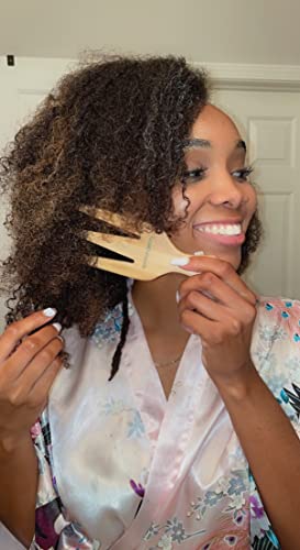 GranNaturals Wooden Parting Comb & Three-Prong Afro Pick for Curly Hair