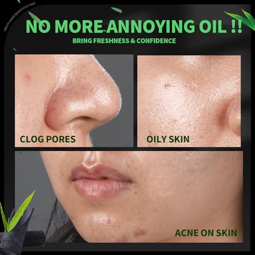 Bamboo Charcoal Oil Blotting Paper for Face, 200 Count Large Sheets