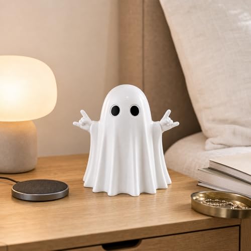 Halloween Ghost Figurine with Rock Hand - Variation C - Resin Desk Decor