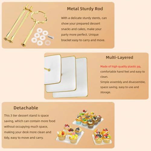 5 Pcs Dessert Serving Tray Set with Cupcake & Food Stands, Stackable & Portable