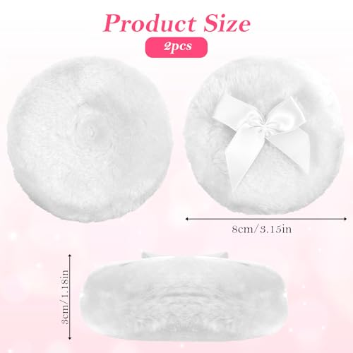 Large Fluffy Body Powder Puff 2-Pack - 3.5 Inch Thick Soft Dusting Pad