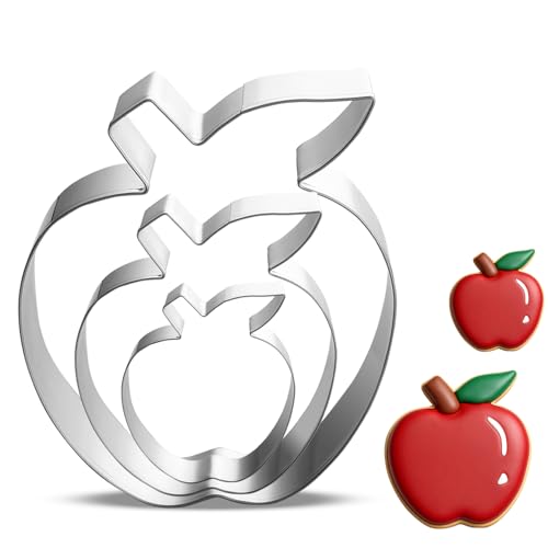 3-Piece Apple Cookie Cutter Set - Stainless Steel Fruit Shapes