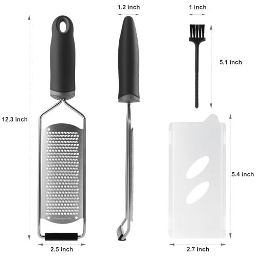 Stainless Steel Lemon Zester & Cheese Grater - Non-Slip Handheld Kitchen Tool