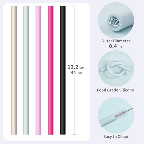Reusable Silicone Straws for Stanley/Simple Modern 40 oz Tumblers - 12.2"