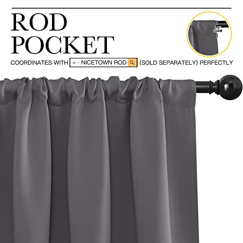 NICETOWN Grey Blackout Curtains Panels, 42" x 63" - Thermal Insulated Drapes (Pack of 2)