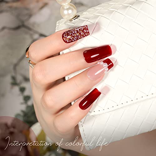GAOY Sheer Red Gel Nail Polish - 16ml Soak Off Jelly Wine Red UV Polish