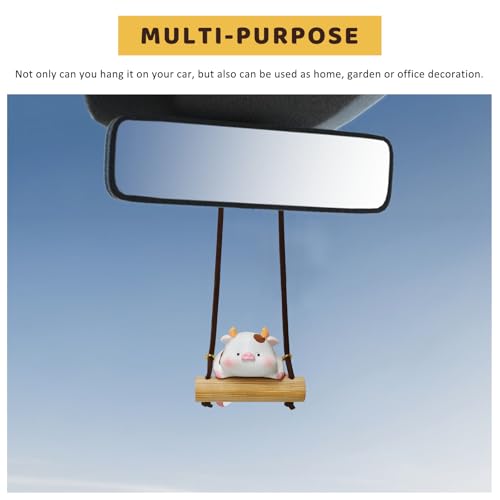 Swinging Cow Rearview Mirror Hanging Ornament - Cute Resin Car Pendant
