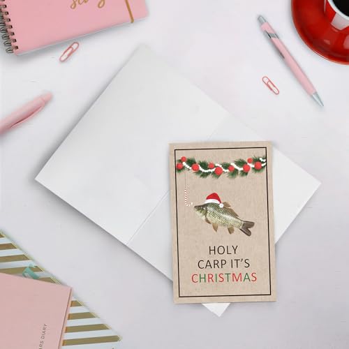 Funny Fish Christmas Card for Fish Lovers - Holiday Card with Holy Carp Variation