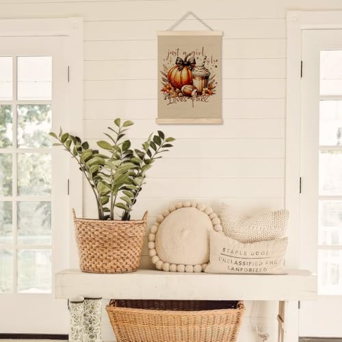 Fall Pumpkin Football Wall Art Poster, 12x16 Inch Hanging Decor