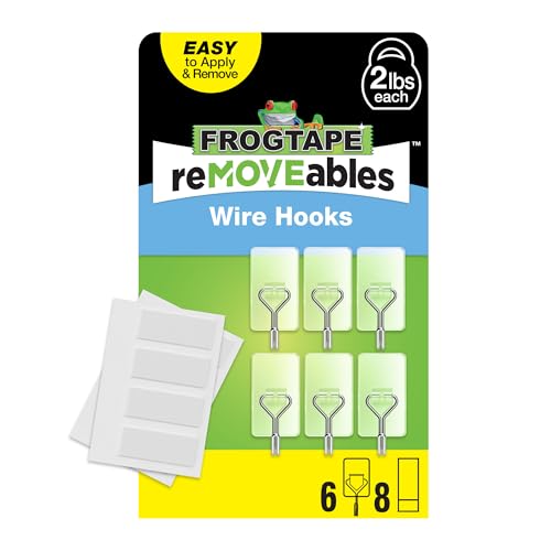 FrogTape reMOVEables Medium Clear Wire Hooks - Pack of 6