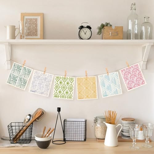 Morigins Swedish Kitchen Towel Set - 8 Pack Reusable Orange Sponge Cloths