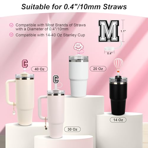 6PCS Stanley Cup Accessories - Straw Cover Caps & Letter Charms