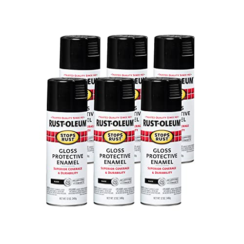 Rust-Oleum Stops Rust Gloss Black Spray Paint, 12 oz (Pack of 6)