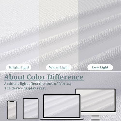 LIVEKID White Faux Linen Short Kitchen Curtains 30"W x 24"L - 2 Panels