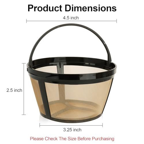 LIS ADORN Reusable Coffee Filter for 8-12 Cup Makers - Gold Tone Stainless Steel Mesh