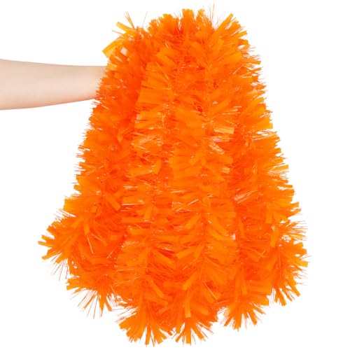 CCINEE 32.8ft Fall Tinsel Garland - Orange Metallic Foil Twist Decor for Halloween & Christmas